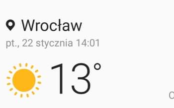 May be an image of text that says 'Wrocław pt., 22 stycznia 14:01 13°'