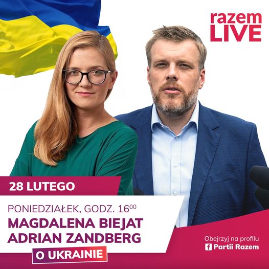 Dziś o 16:00 będziemy z Magdalena Biejat rozmawiać o Ukrainie. Dołączcie do nas